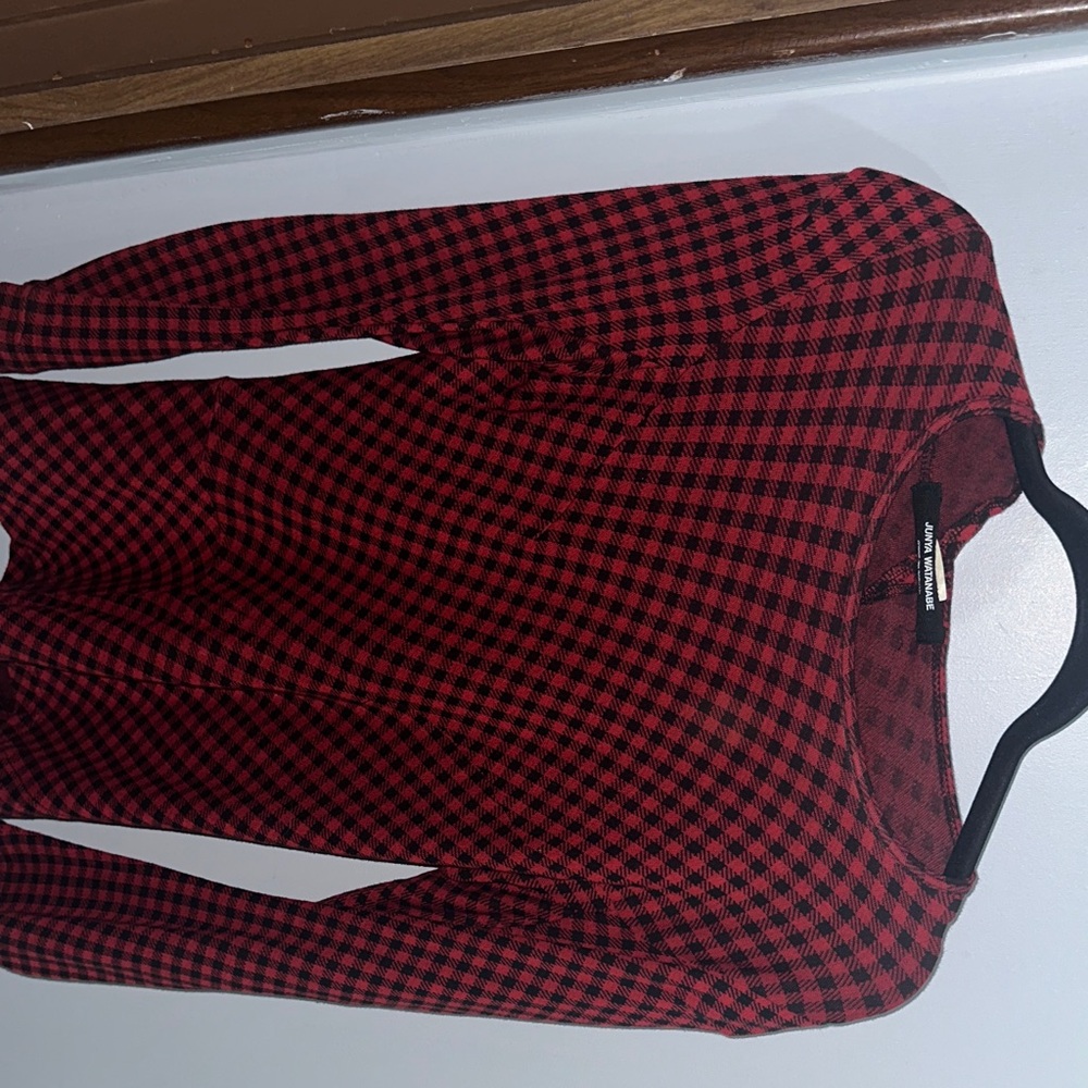 Junya Watanabe Red and Black Plaid Top